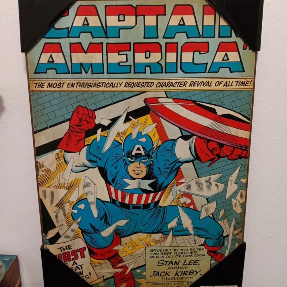 Captain America Marvel & Superman DC Comic Book Cover Wall Plaque 19”x13”